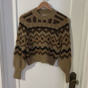 Anthropologie Brown Fair Isle Sweater - XS
